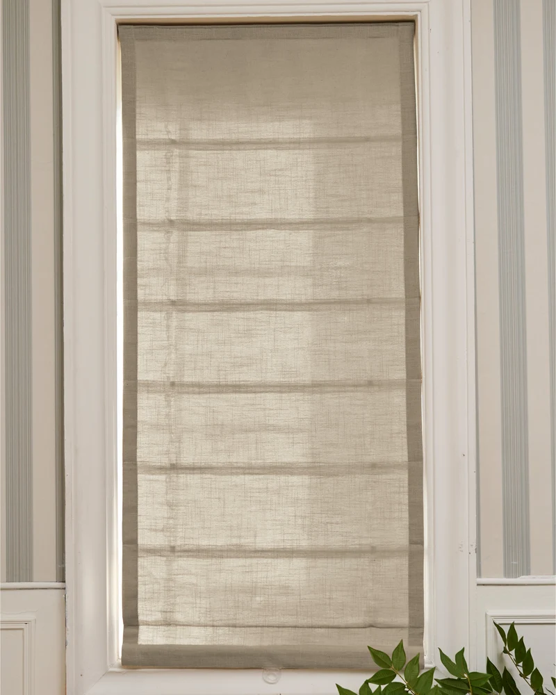 Cassie Flat Fold Linen Blend Cordless Custom Roman Shade
