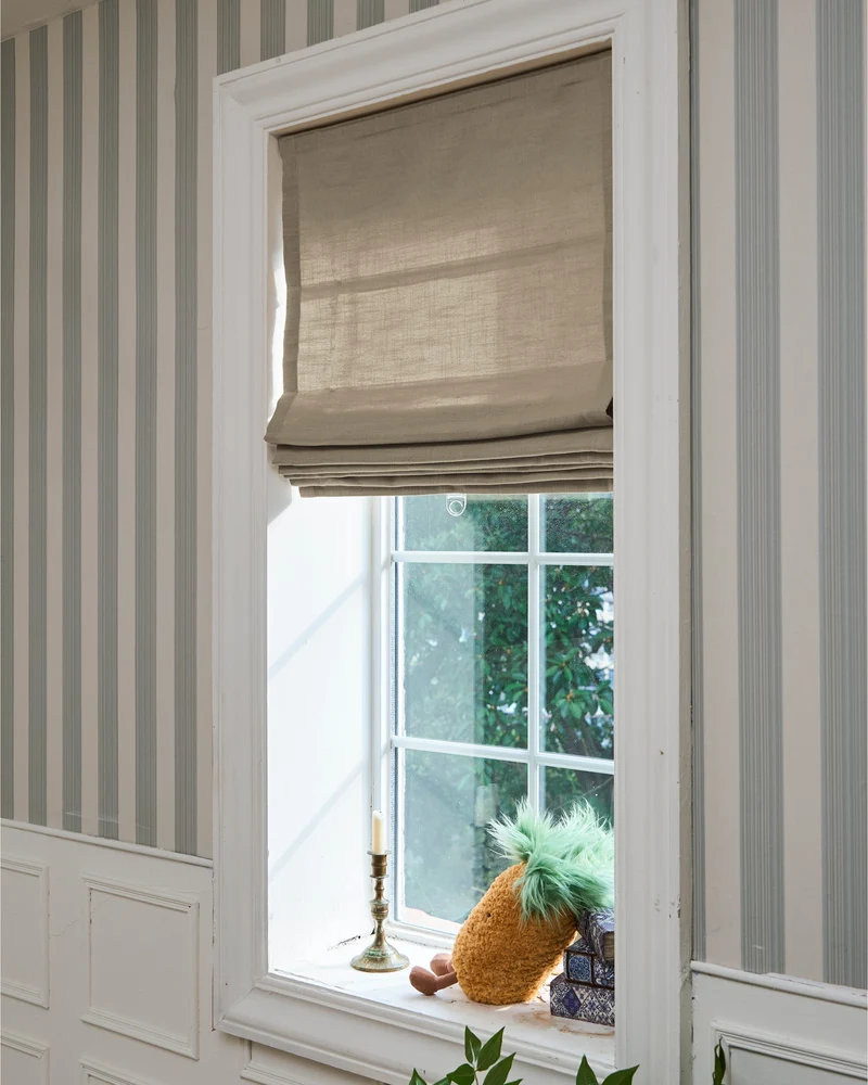 Cassie Flat Fold Linen Blend Cordless Custom Roman Shade