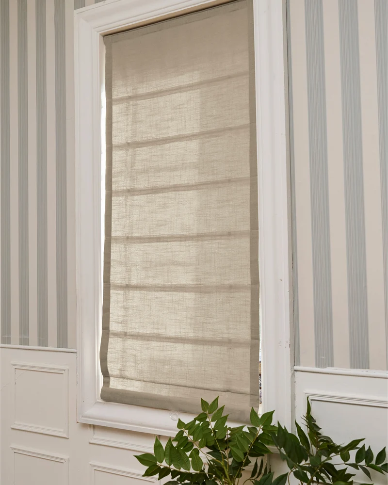 Cassie Flat Fold Linen Blend Cordless Custom Roman Shade