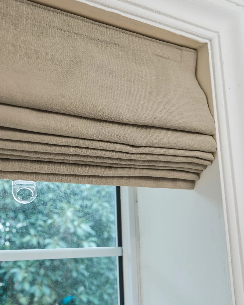 Cassie Flat Fold Linen Blend Cordless Custom Roman Shade