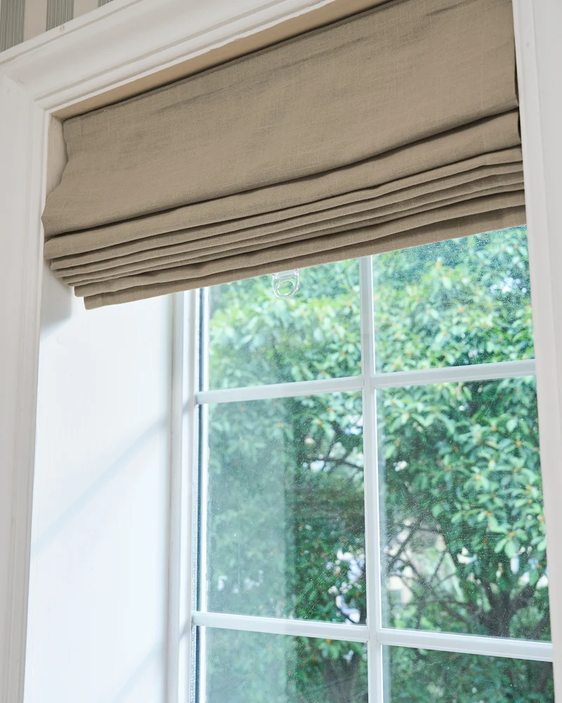 Cassie Flat Fold Linen Blend Cordless Custom Roman Shade
