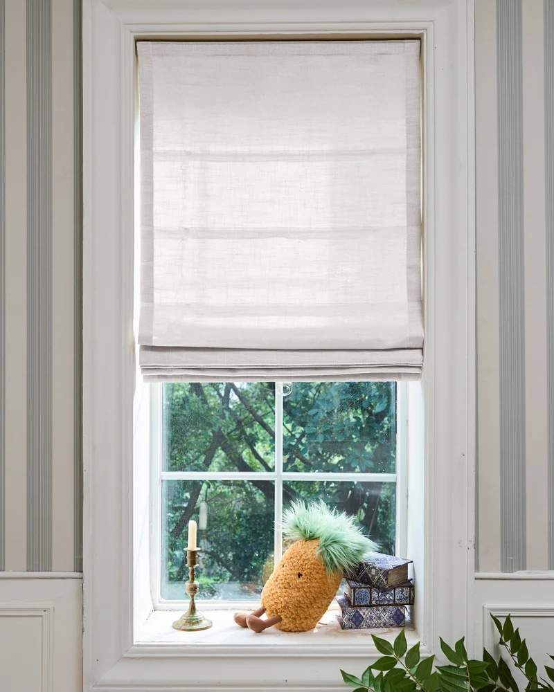 Cassie Flat Fold Linen Blend Cordless Custom Roman Shade