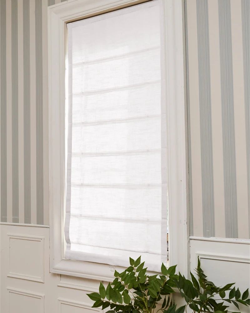 Cassie Flat Fold Linen Blend Cordless Custom Roman Shade