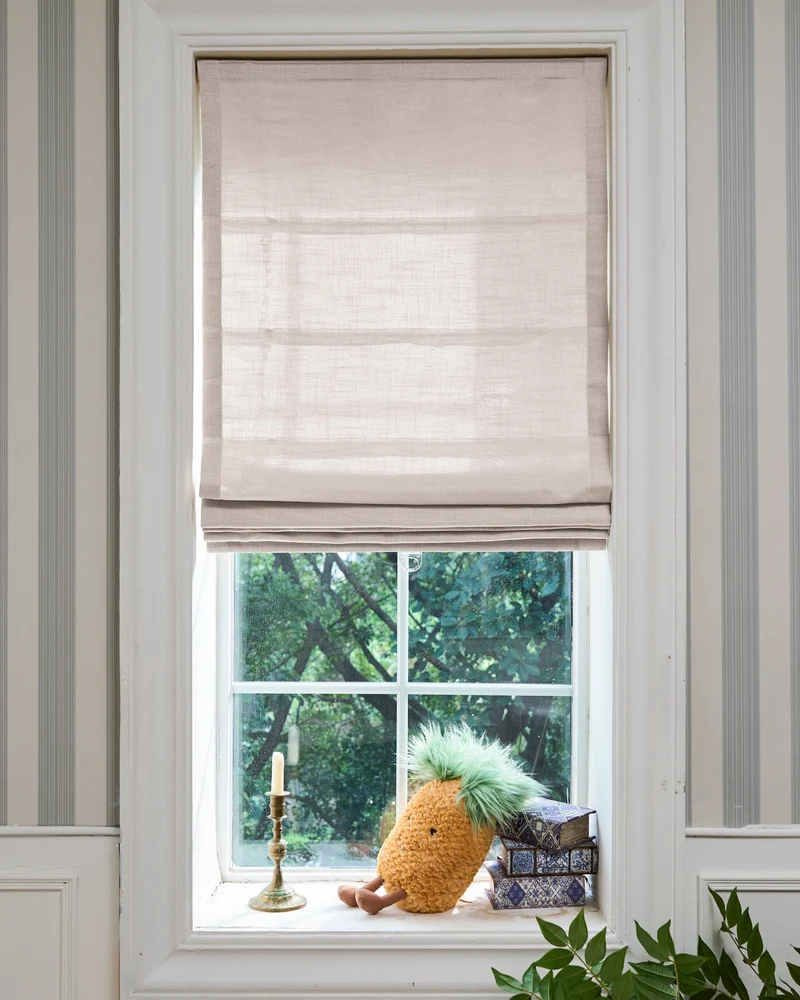 Cassie Flat Fold Linen Blend Cordless Custom Roman Shade