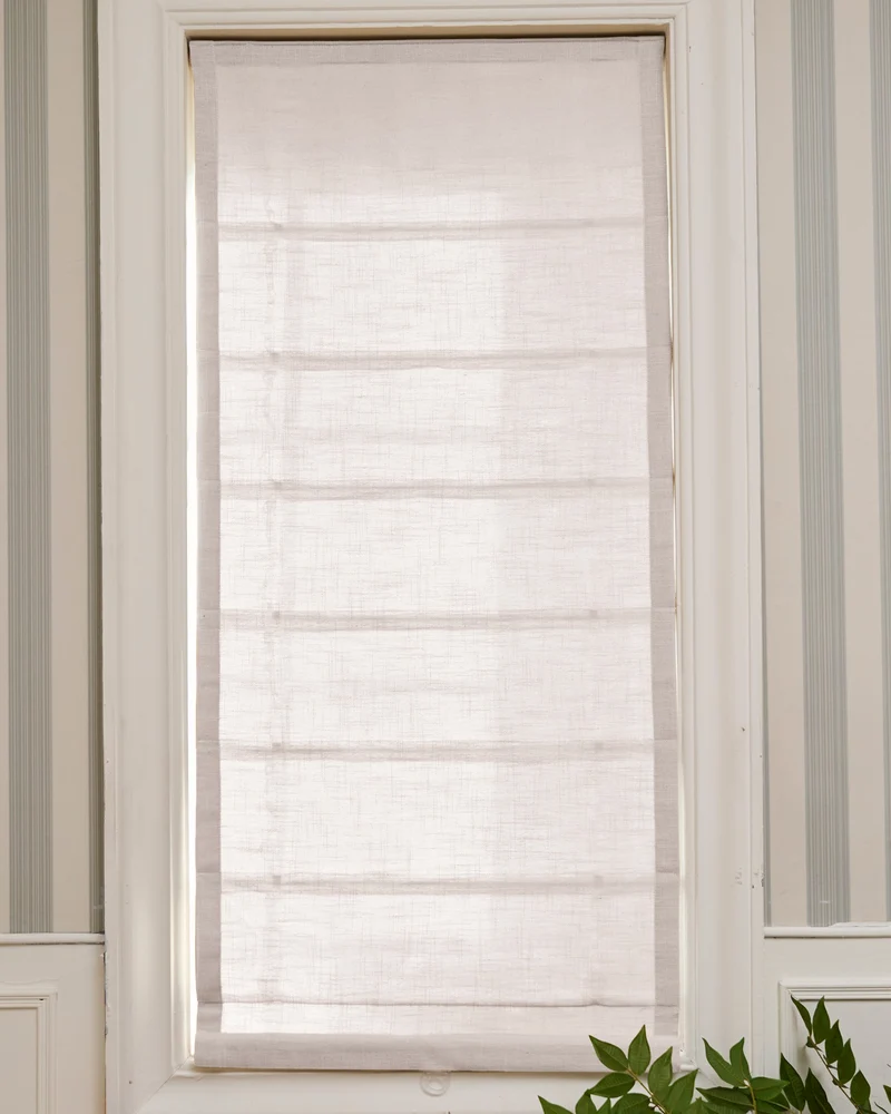 Cassie Flat Fold Linen Blend Cordless Custom Roman Shade