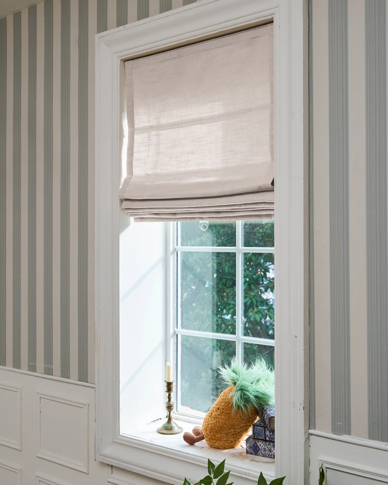 Cassie Flat Fold Linen Blend Cordless Custom Roman Shade