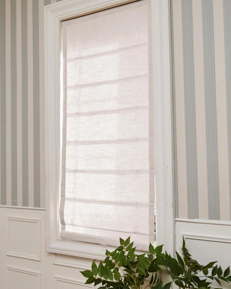 Cassie Flat Fold Linen Blend Cordless Custom Roman Shade
