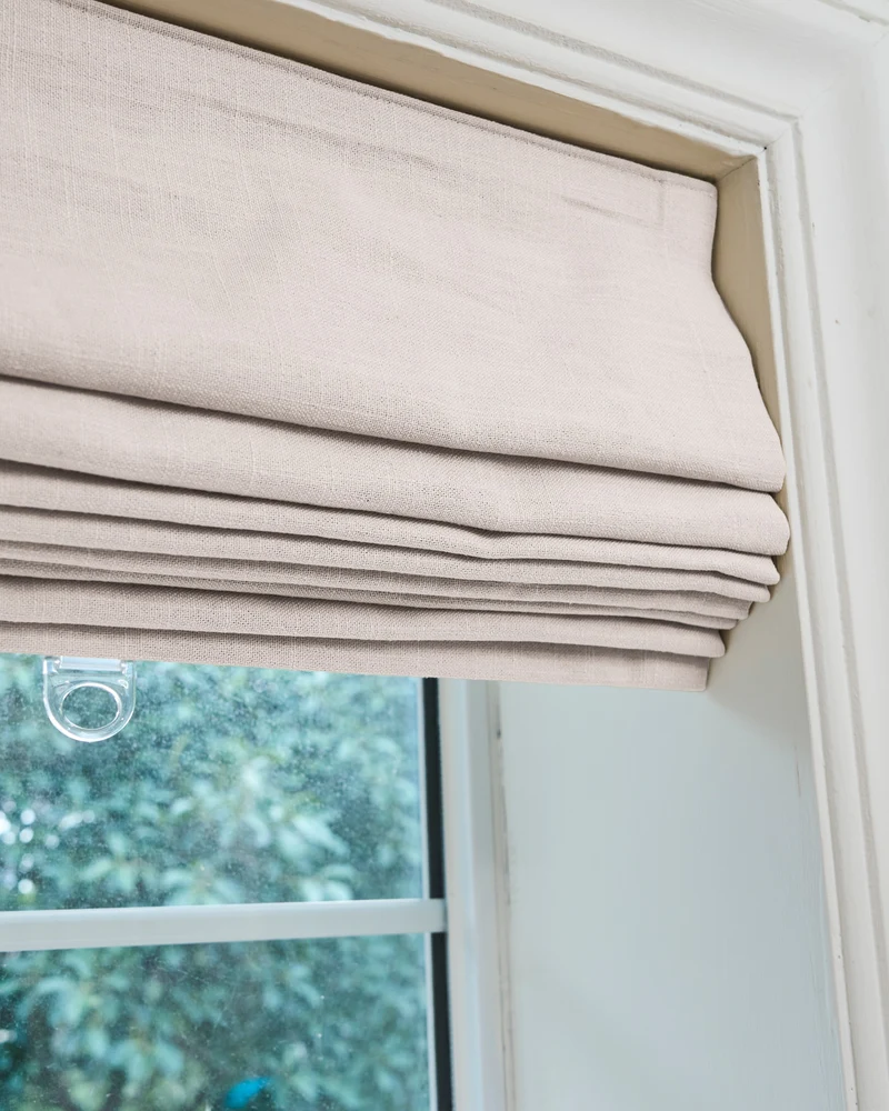 Cassie Flat Fold Linen Blend Cordless Custom Roman Shade