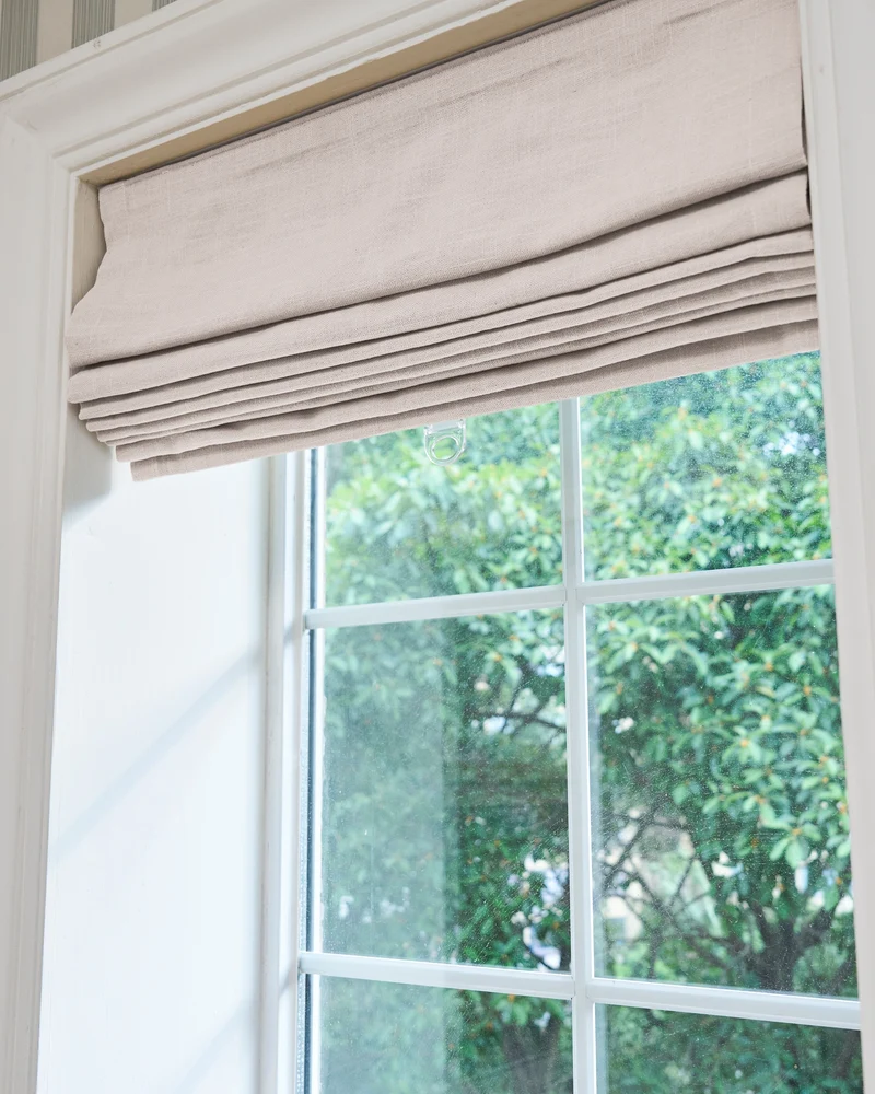 Cassie Flat Fold Linen Blend Cordless Custom Roman Shade
