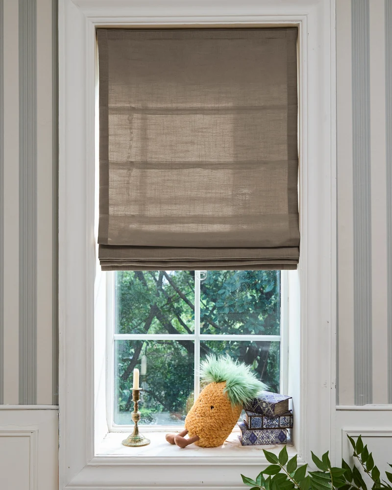Cassie Flat Fold Linen Blend Cordless Custom Roman Shade