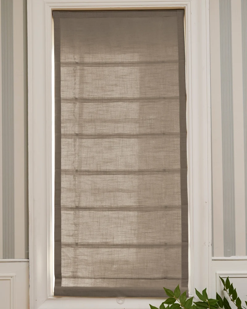 Cassie Flat Fold Linen Blend Cordless Custom Roman Shade