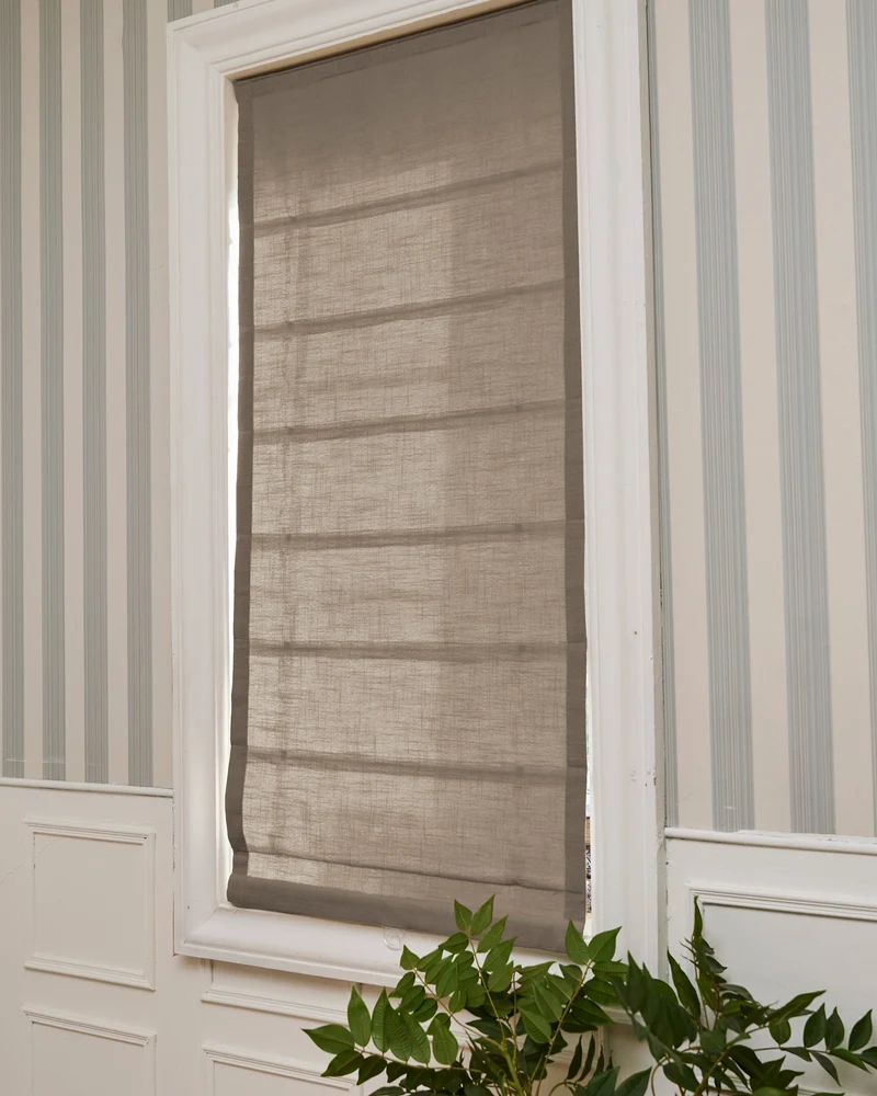Cassie Flat Fold Linen Blend Cordless Custom Roman Shade