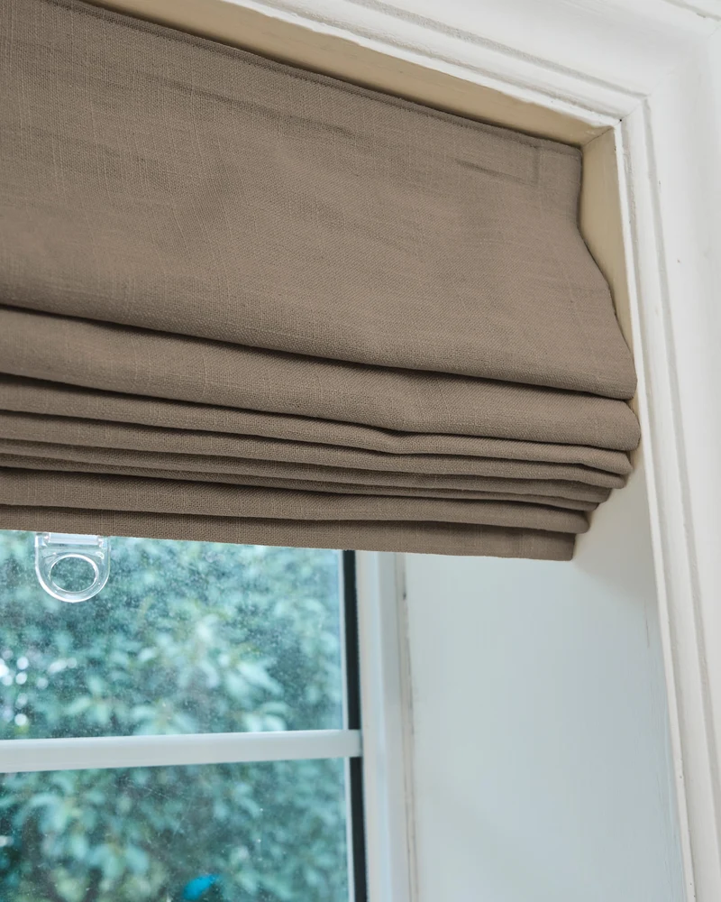 Cassie Flat Fold Linen Blend Cordless Custom Roman Shade