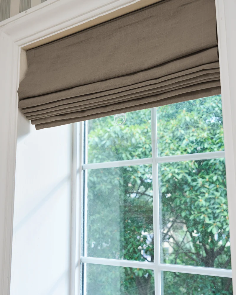 Cassie Flat Fold Linen Blend Cordless Custom Roman Shade