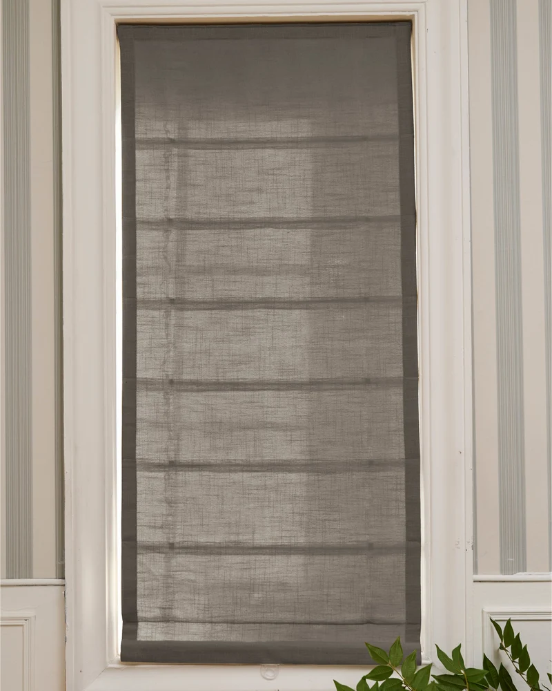Cassie Flat Fold Linen Blend Cordless Custom Roman Shade