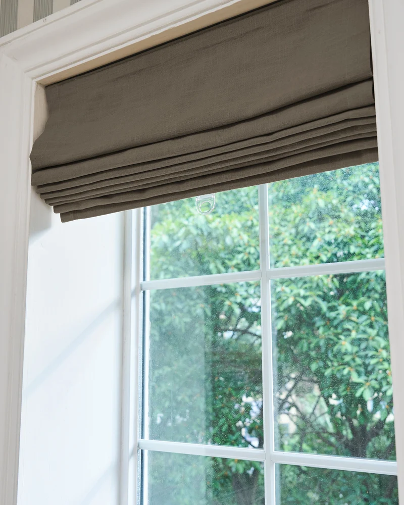 Cassie Flat Fold Linen Blend Cordless Custom Roman Shade