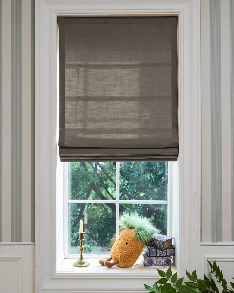 Cassie Flat Fold Linen Blend Cordless Custom Roman Shade