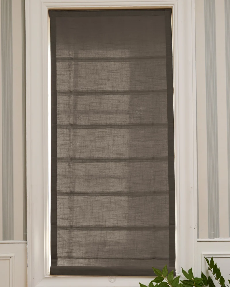 Cassie Flat Fold Linen Blend Cordless Custom Roman Shade