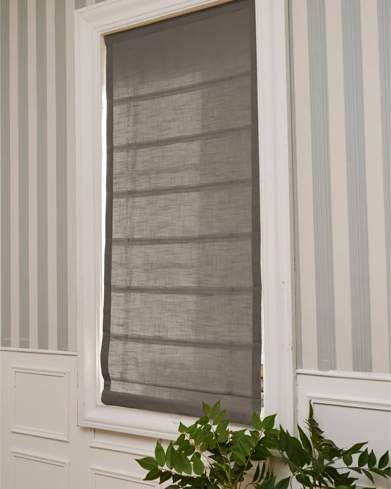 Cassie Flat Fold Linen Blend Cordless Custom Roman Shade