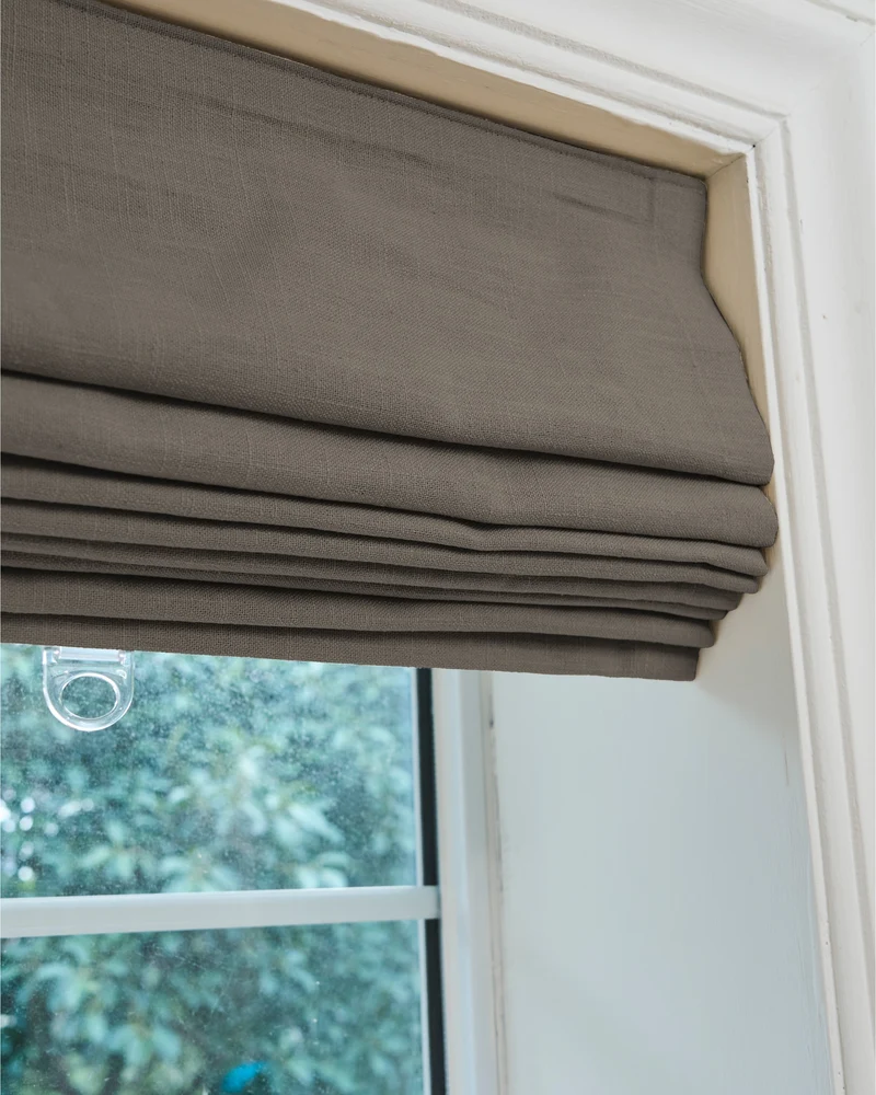 Cassie Flat Fold Linen Blend Cordless Custom Roman Shade