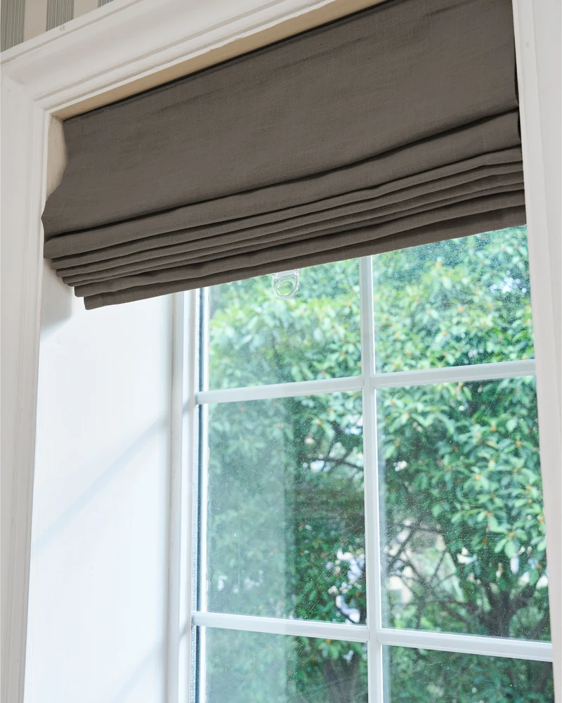 Cassie Flat Fold Linen Blend Cordless Custom Roman Shade