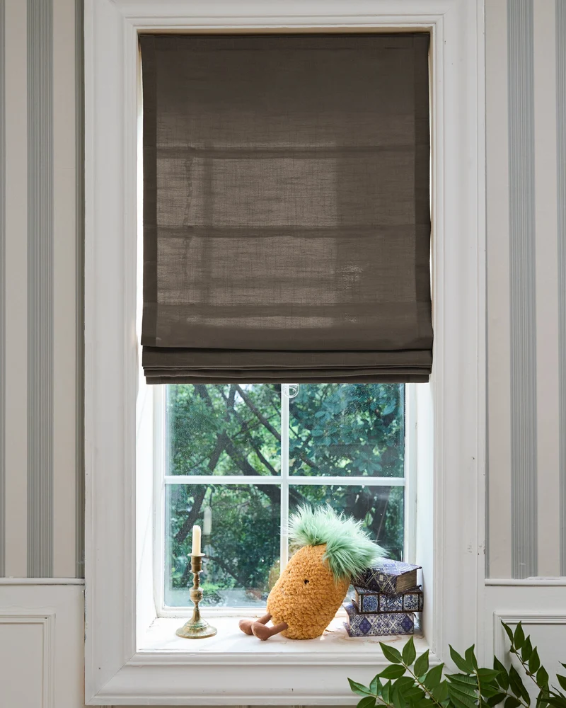 Cassie Flat Fold Linen Blend Cordless Custom Roman Shade