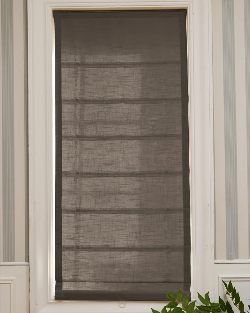 Cassie Flat Fold Linen Blend Cordless Custom Roman Shade