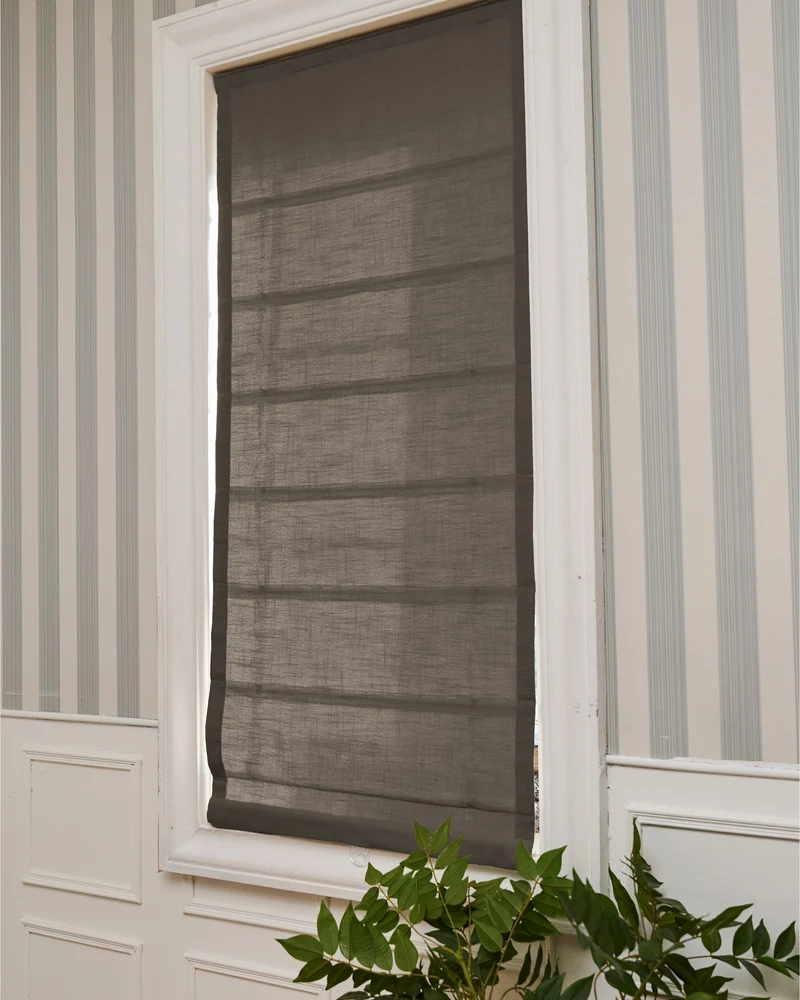 Cassie Flat Fold Linen Blend Cordless Custom Roman Shade