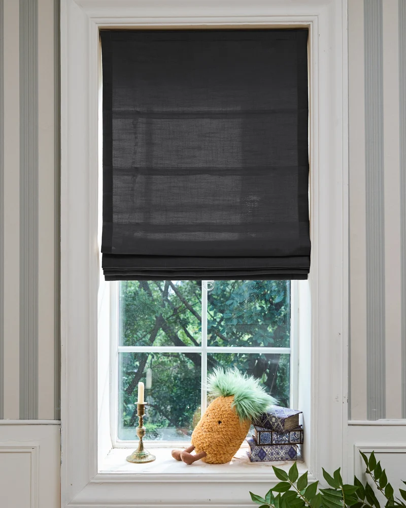 Cassie Flat Fold Linen Blend Cordless Custom Roman Shade
