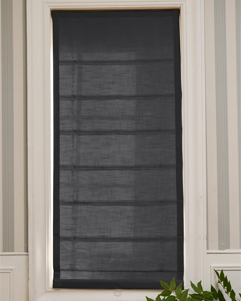 Cassie Flat Fold Linen Blend Cordless Custom Roman Shade