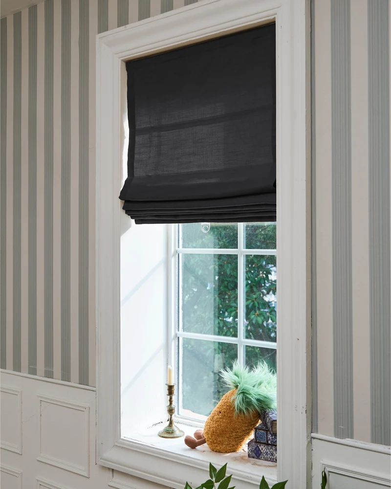 Cassie Flat Fold Linen Blend Cordless Custom Roman Shade