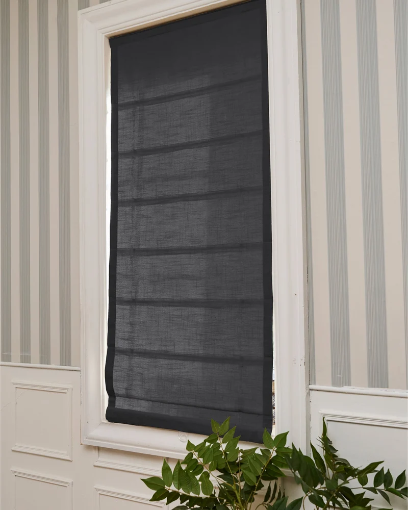 Cassie Flat Fold Linen Blend Cordless Custom Roman Shade