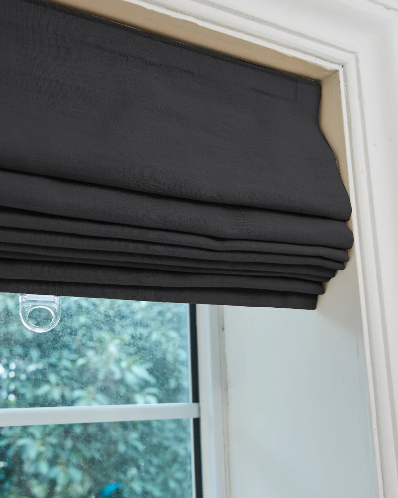 Cassie Flat Fold Linen Blend Cordless Custom Roman Shade