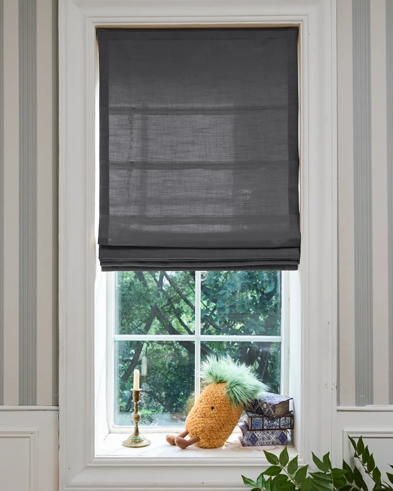 Cassie Flat Fold Linen Blend Cordless Custom Roman Shade