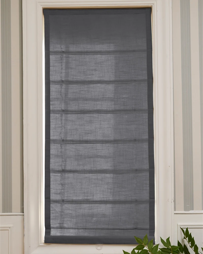 Cassie Flat Fold Linen Blend Cordless Custom Roman Shade
