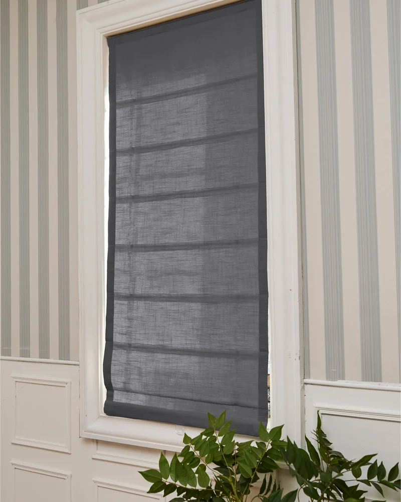 Cassie Flat Fold Linen Blend Cordless Custom Roman Shade