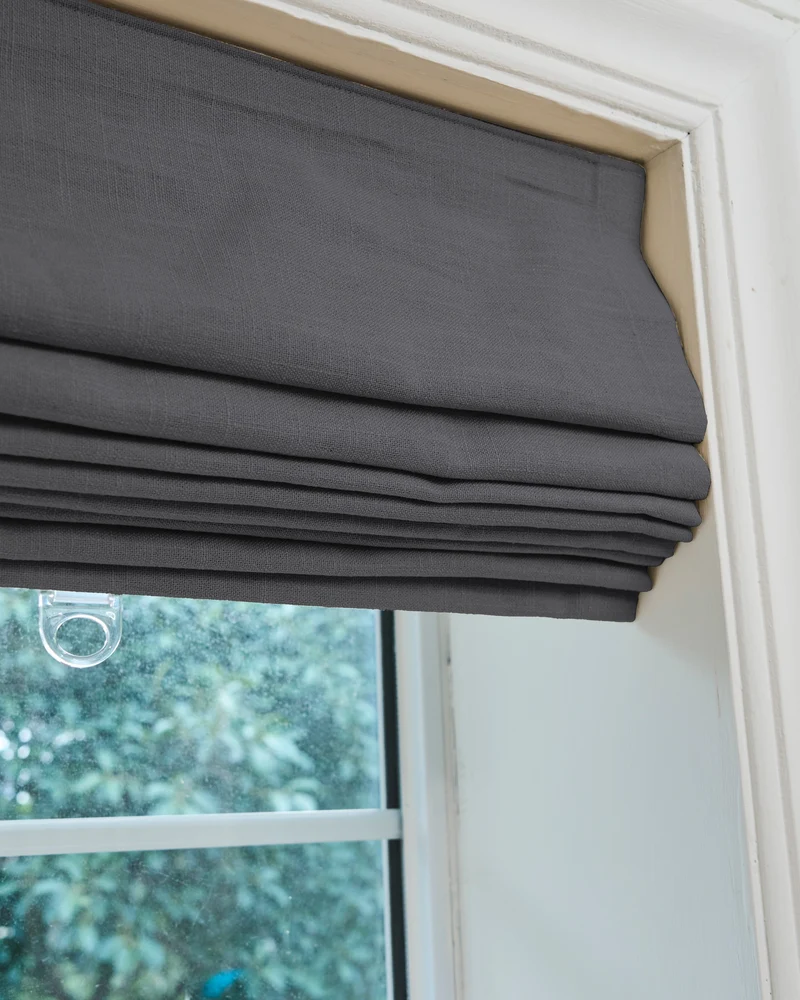 Cassie Flat Fold Linen Blend Cordless Custom Roman Shade