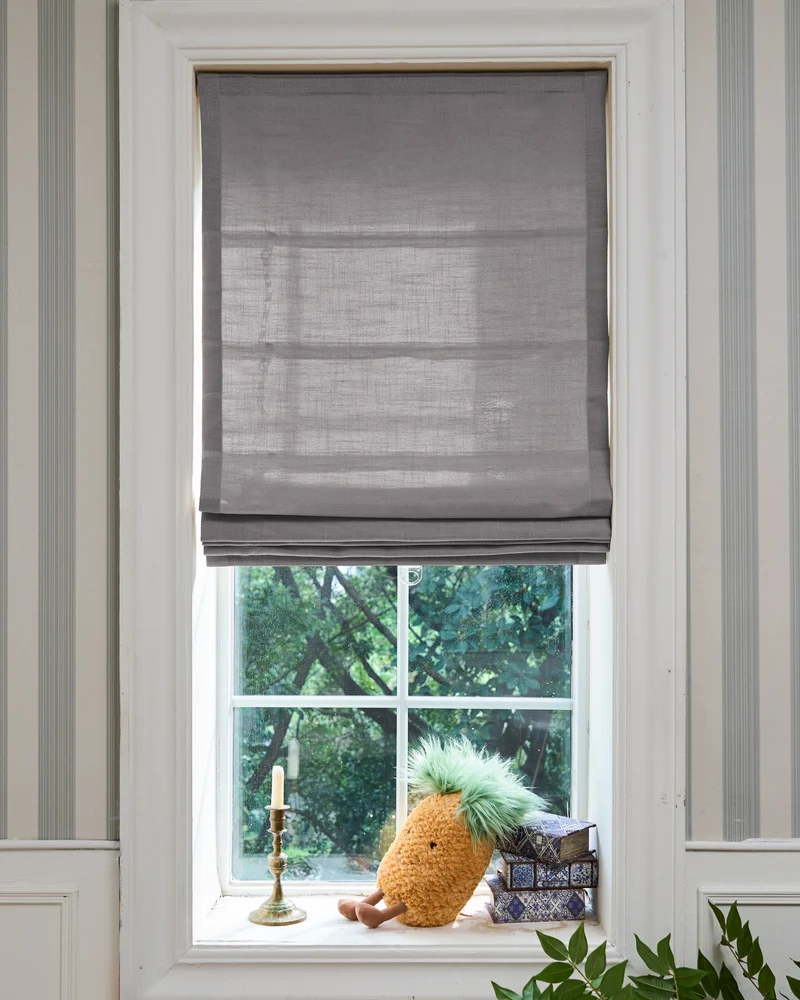 Cassie Flat Fold Linen Blend Cordless Custom Roman Shade