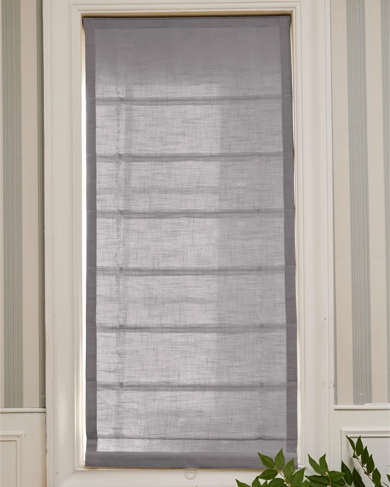 Cassie Flat Fold Linen Blend Cordless Custom Roman Shade