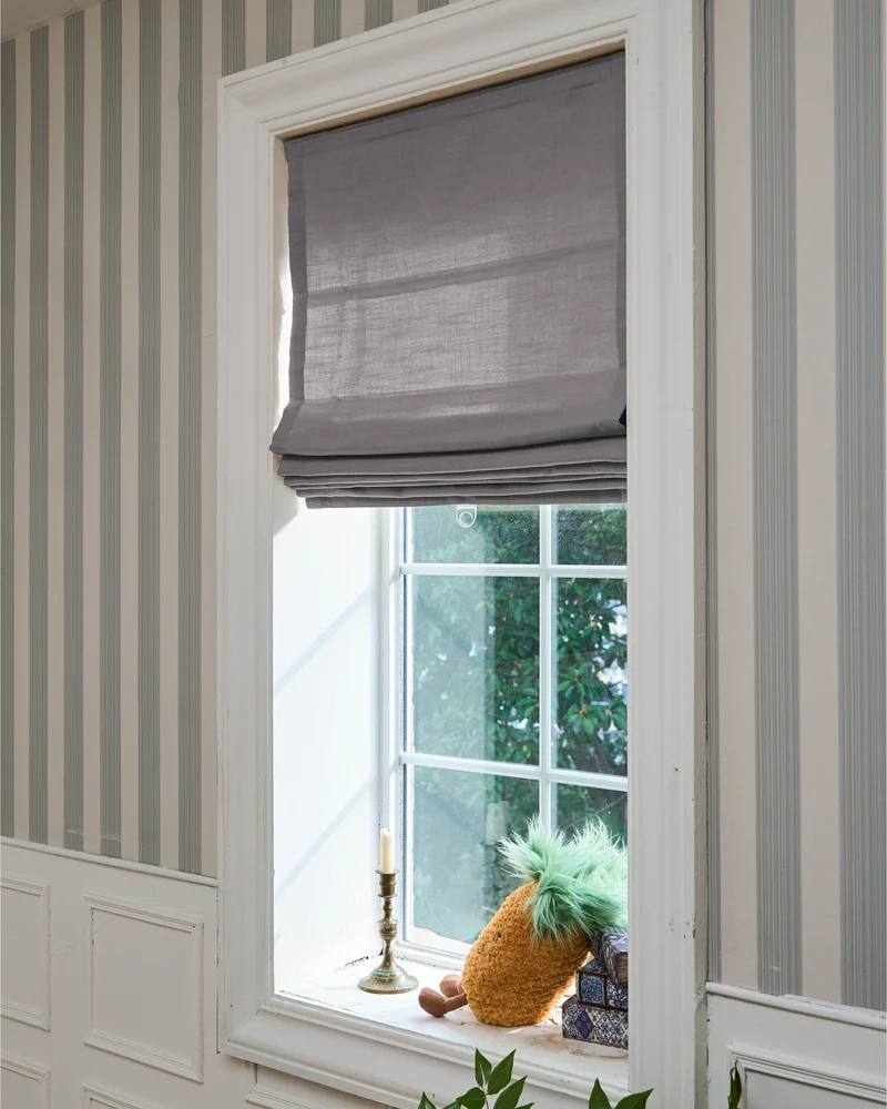 Cassie Flat Fold Linen Blend Cordless Custom Roman Shade