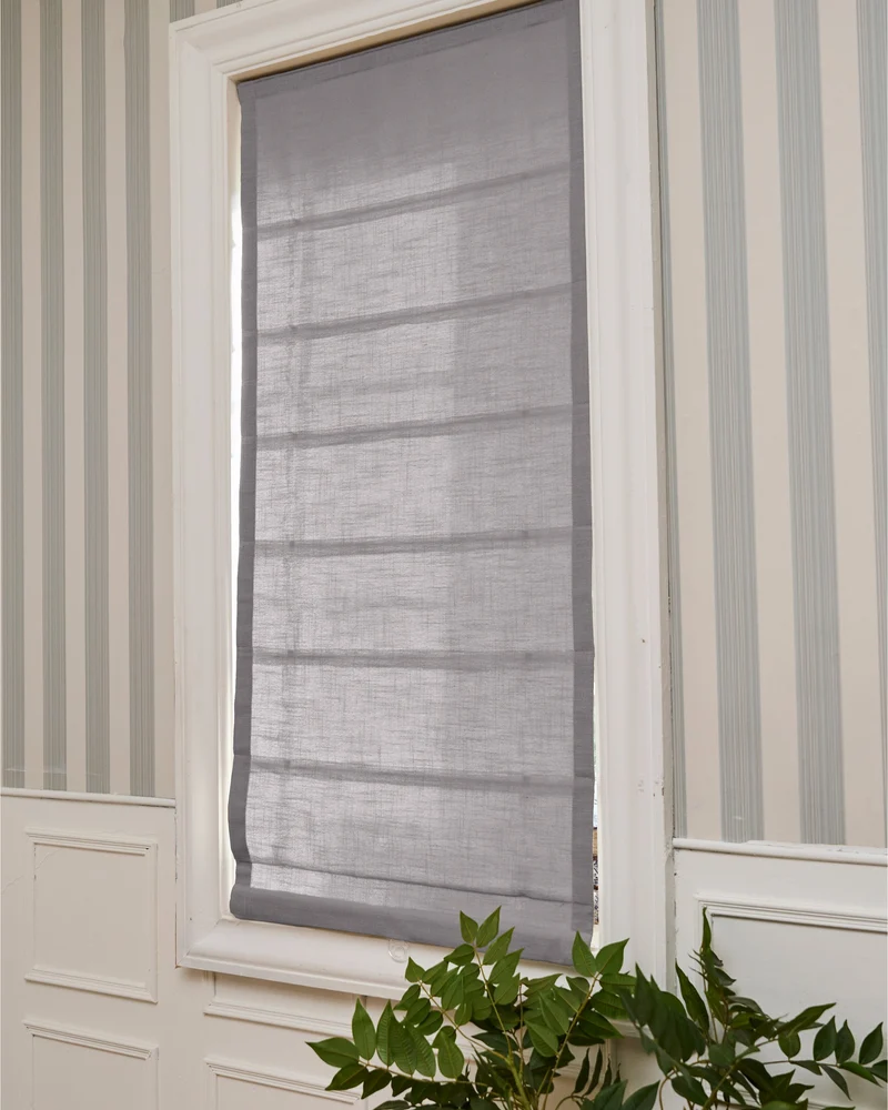 Cassie Flat Fold Linen Blend Cordless Custom Roman Shade