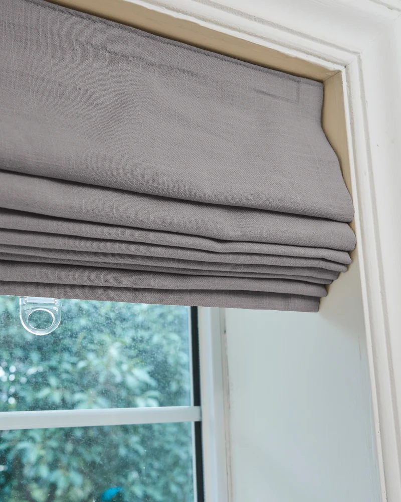Cassie Flat Fold Linen Blend Cordless Custom Roman Shade