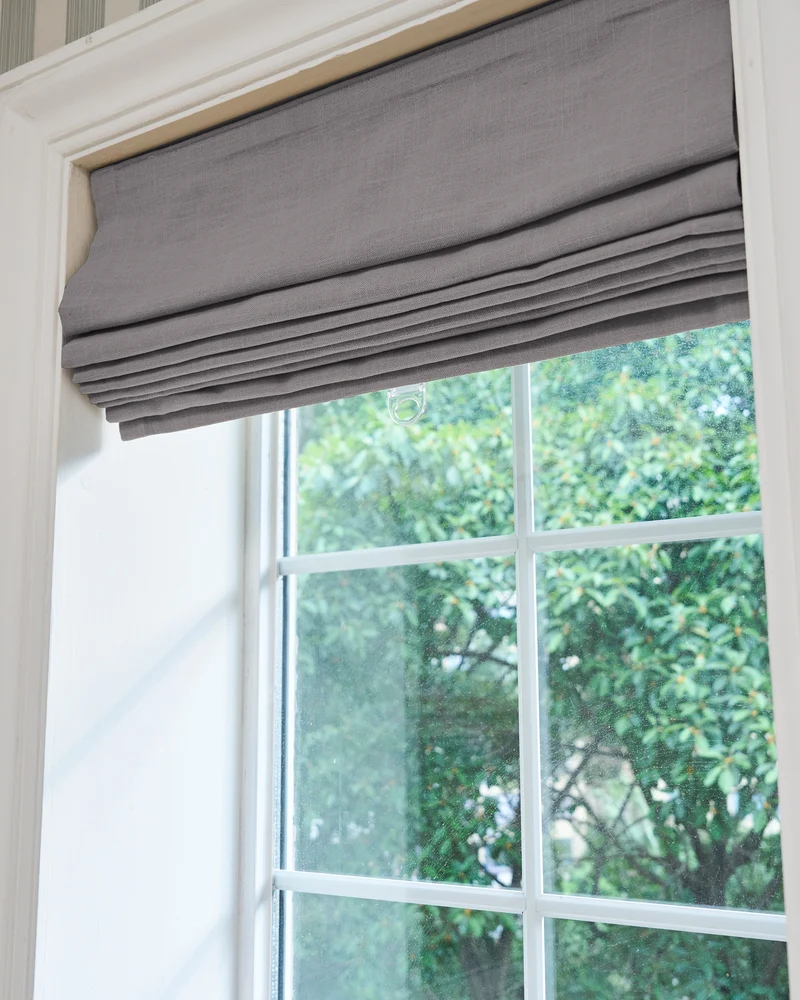 Cassie Flat Fold Linen Blend Cordless Custom Roman Shade