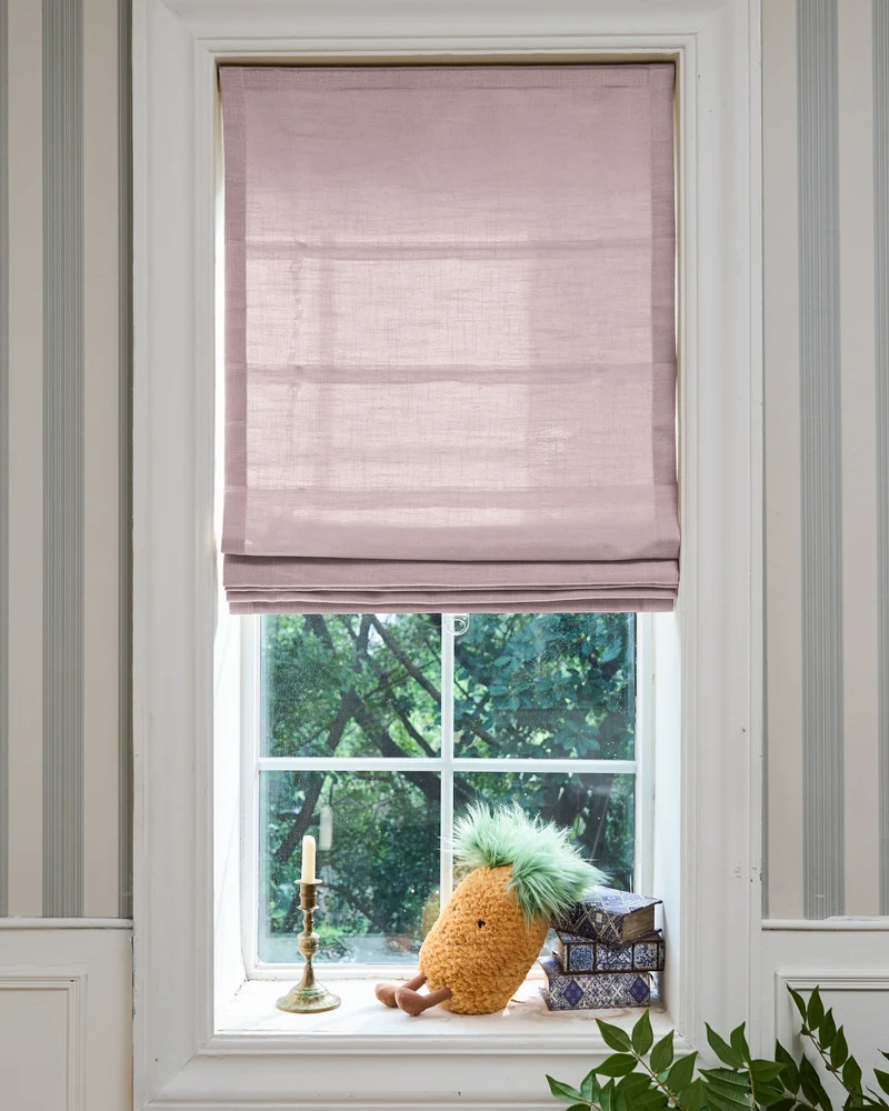 Cassie Flat Fold Linen Blend Cordless Custom Roman Shade
