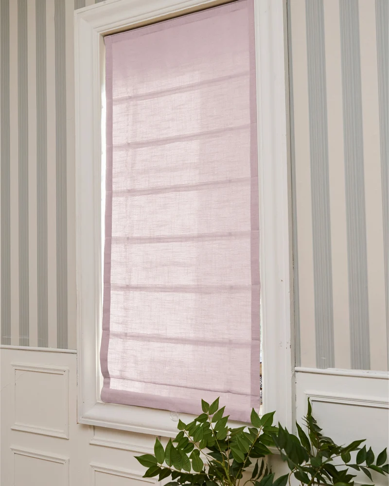 Cassie Flat Fold Linen Blend Cordless Custom Roman Shade