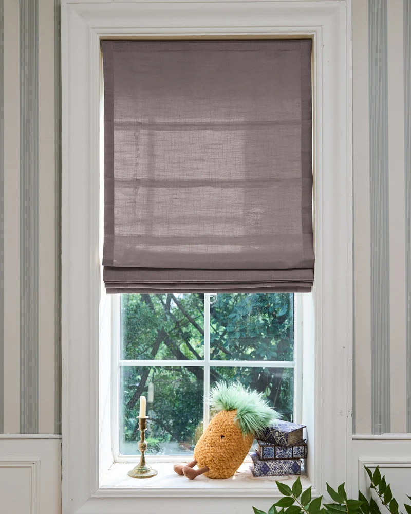 Cassie Flat Fold Linen Blend Cordless Custom Roman Shade