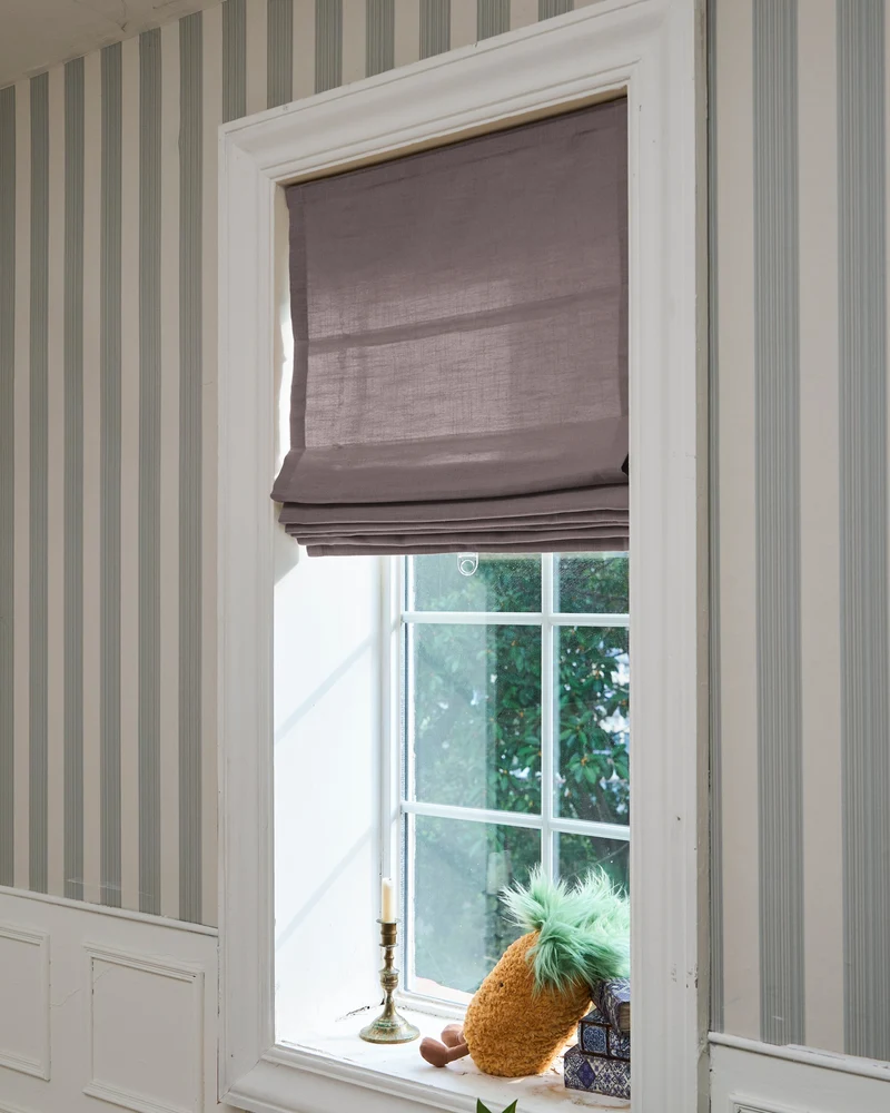 Cassie Flat Fold Linen Blend Cordless Custom Roman Shade