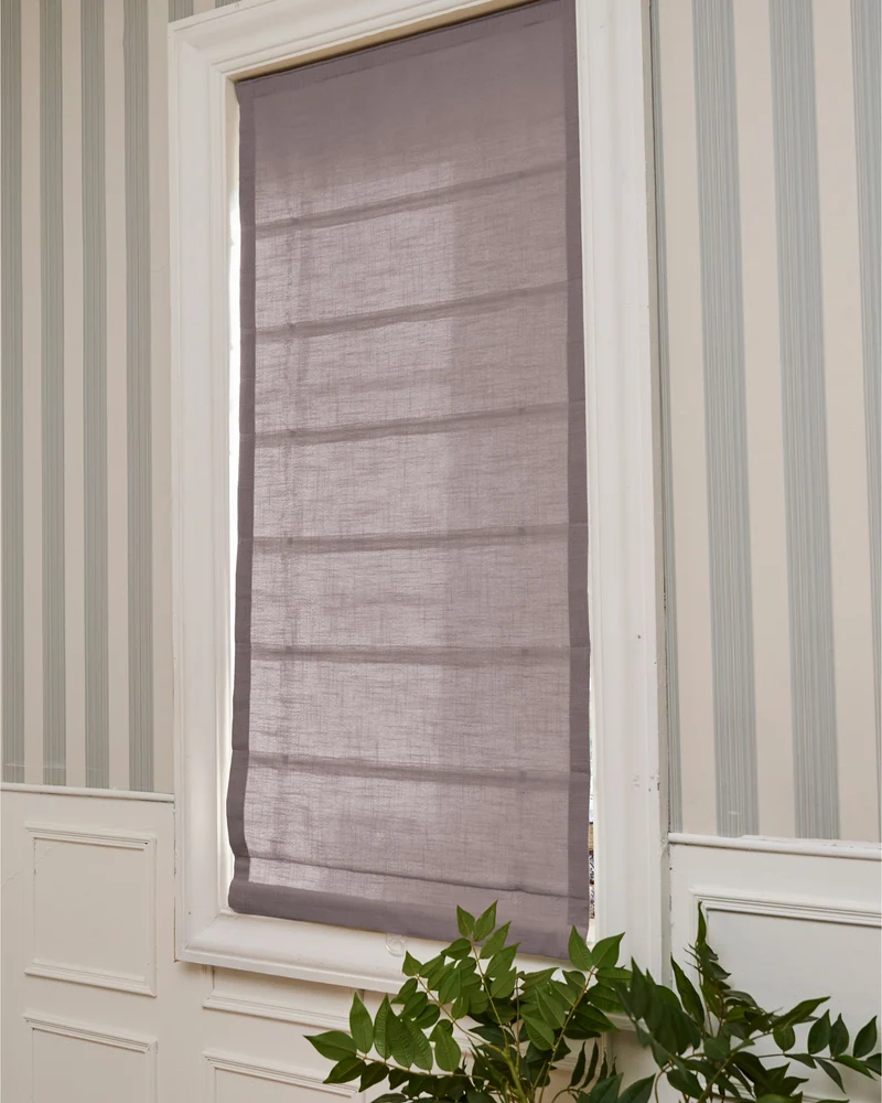 Cassie Flat Fold Linen Blend Cordless Custom Roman Shade