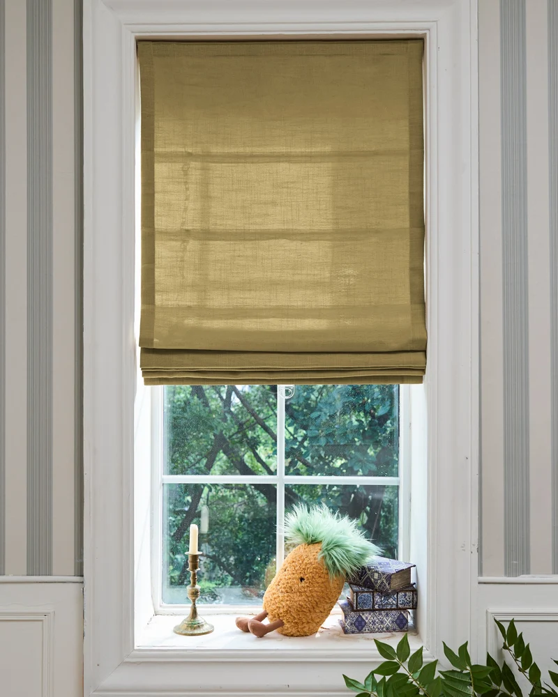 Cassie Flat Fold Linen Blend Cordless Custom Roman Shade