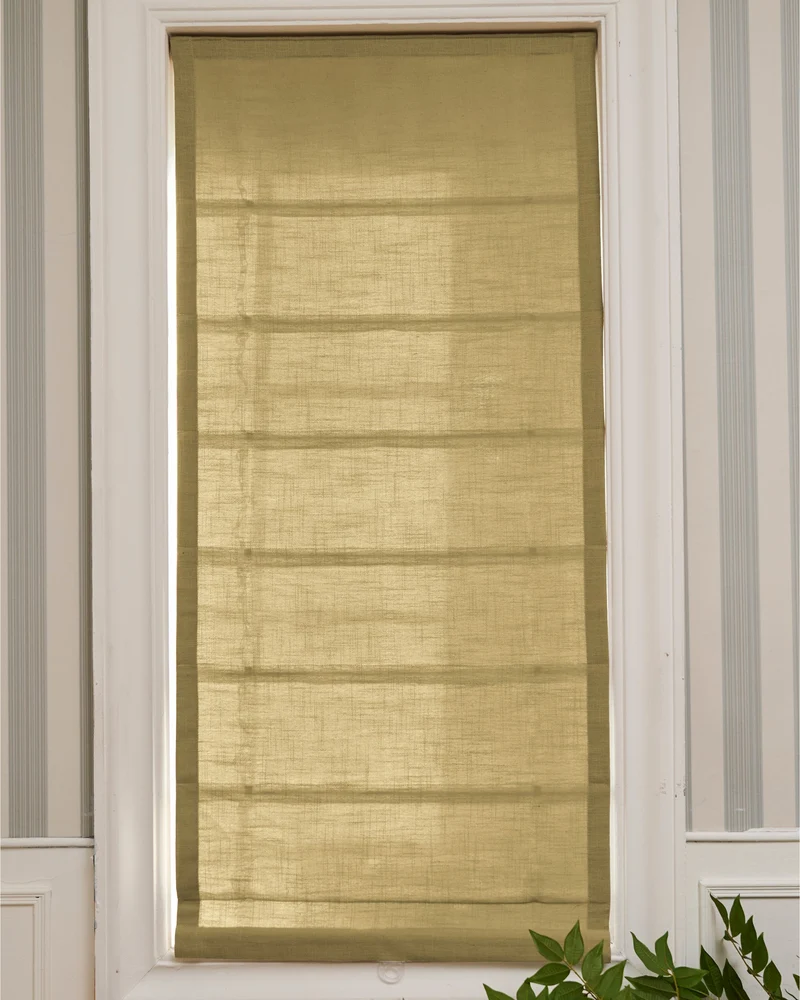 Cassie Flat Fold Linen Blend Cordless Custom Roman Shade